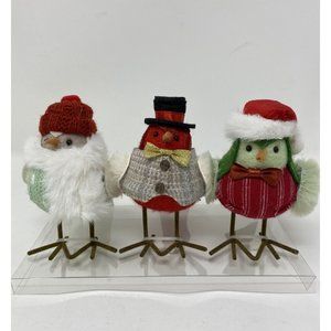 Target Wondershop Set Of 3 Mini Fabric Christmas Birds Dressed In Red Green NEW